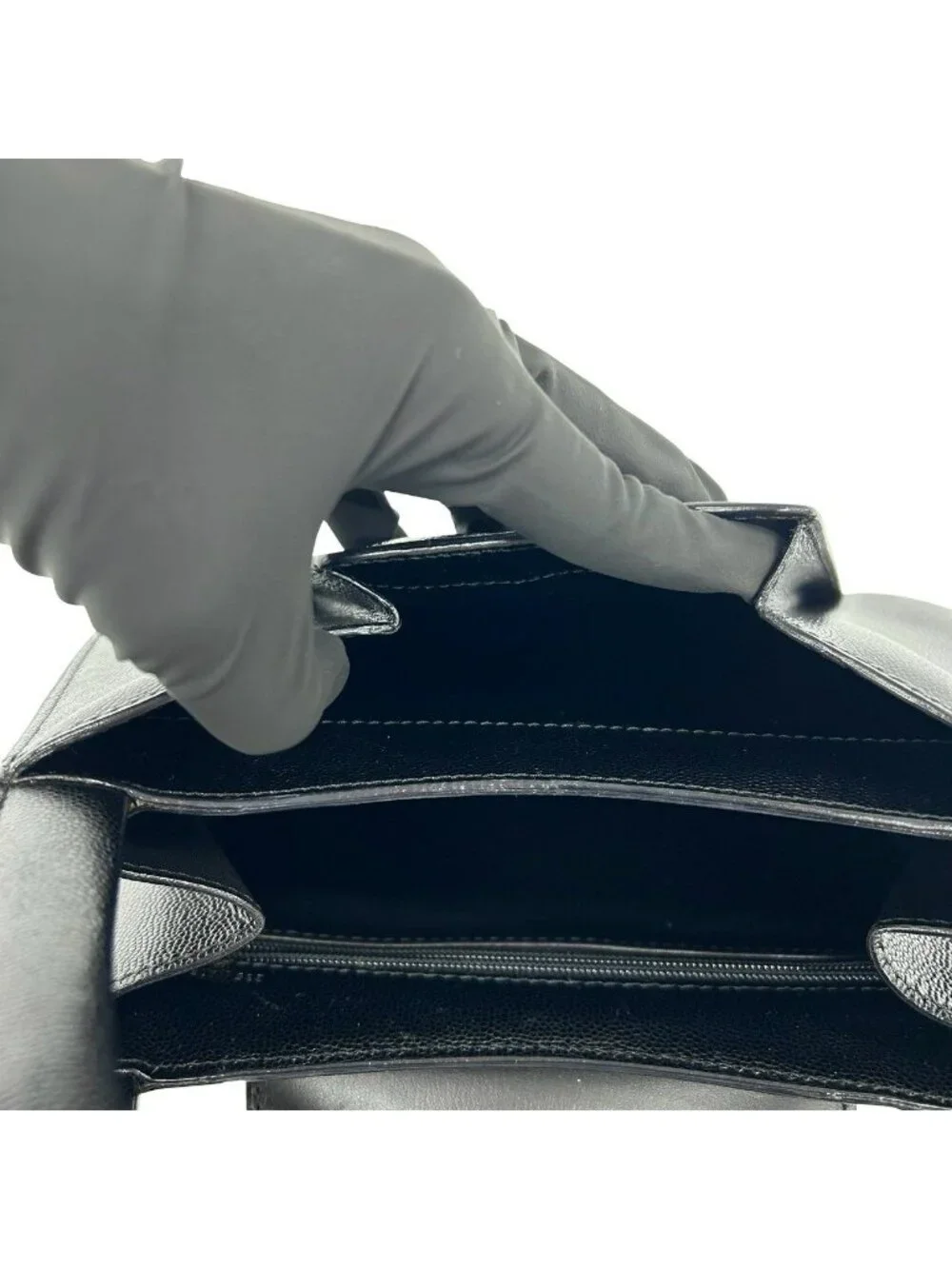 Cartier Vintage Panthere Leather Handle Mini Tote Bag Black